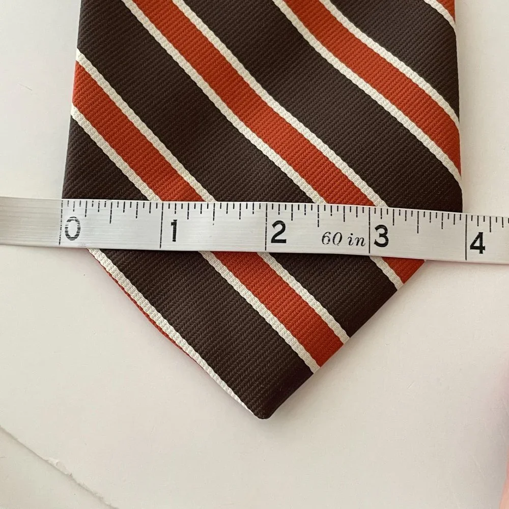 Vintage Kings Lynn Tie Polyester Brown & Cinnamon‎ Striped Necktie Extra Wide